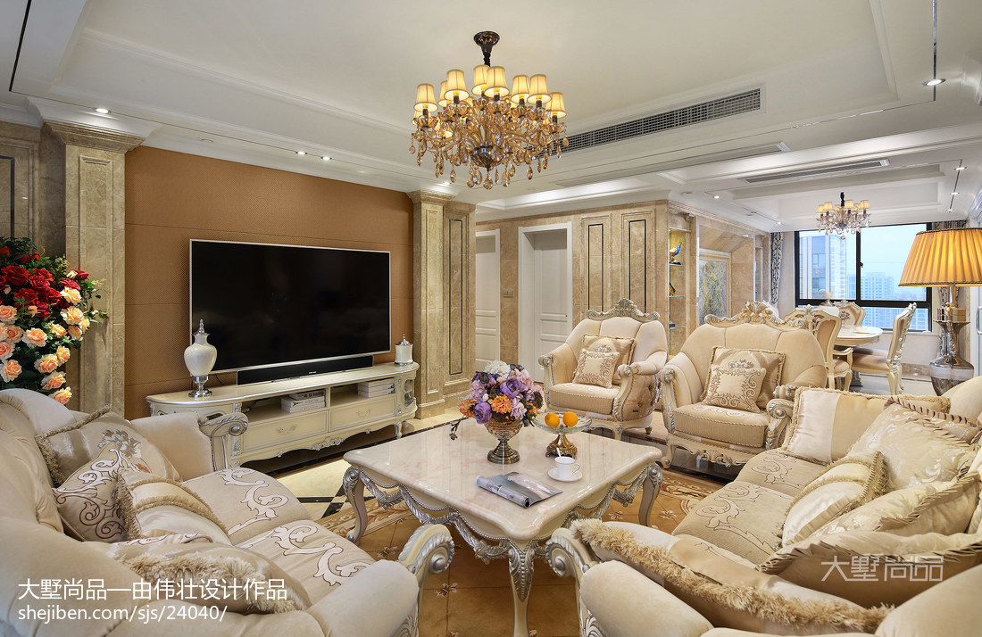 2018精選98平米三居客廳歐式效果圖片大全