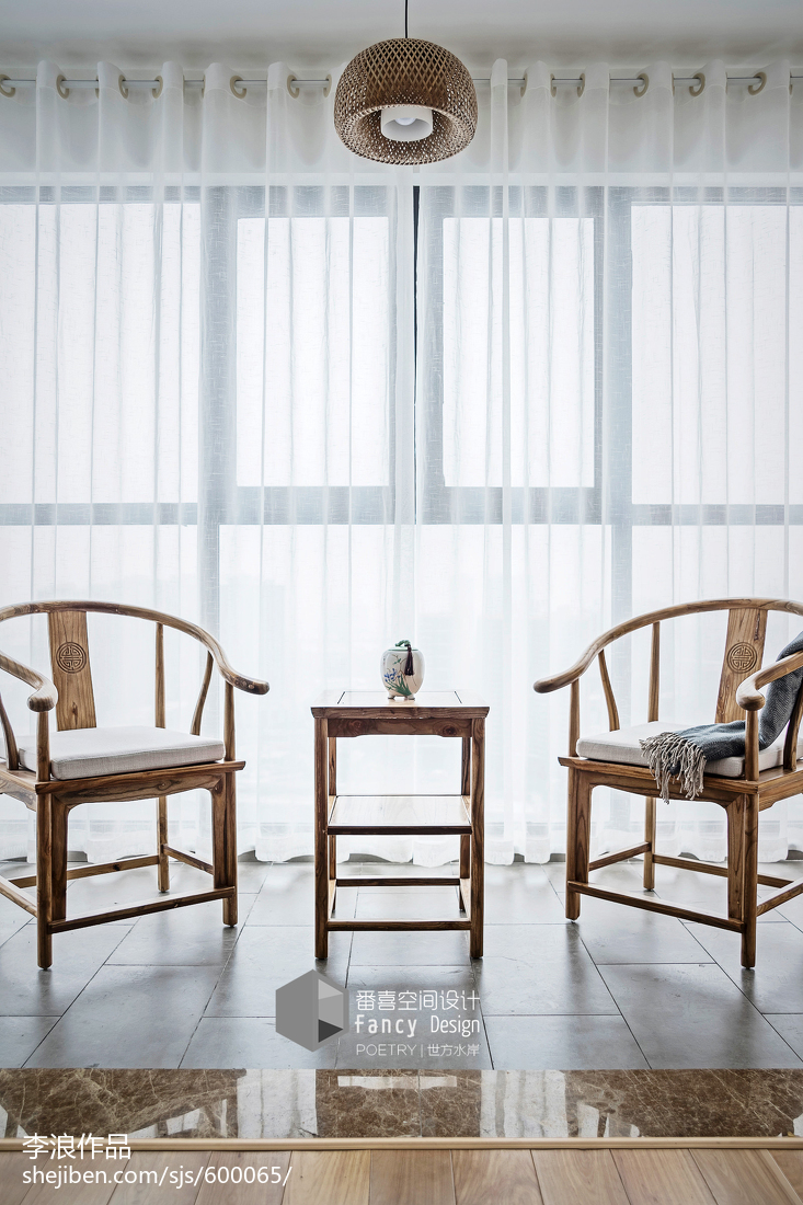 熱門112平米四居陽臺中式設計效果圖