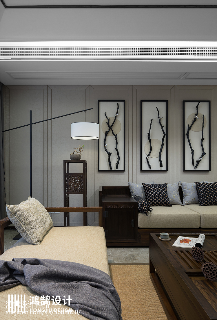 93平米三居客廳中式裝飾圖片