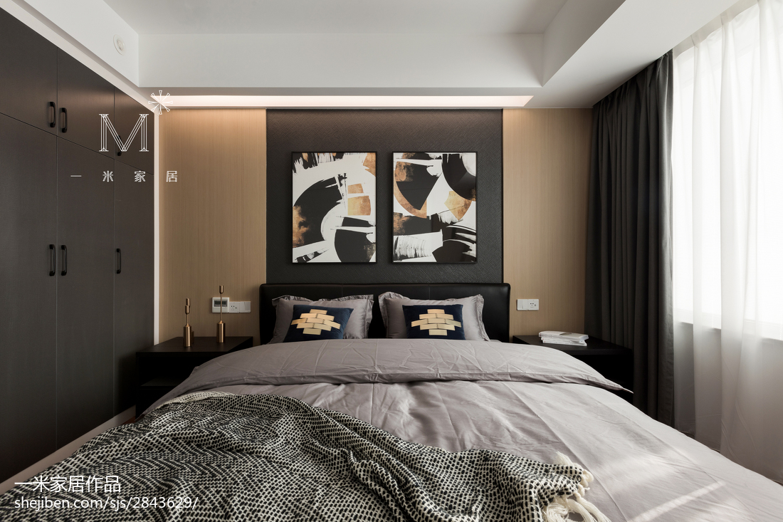 現代三居灰色系主臥設計圖