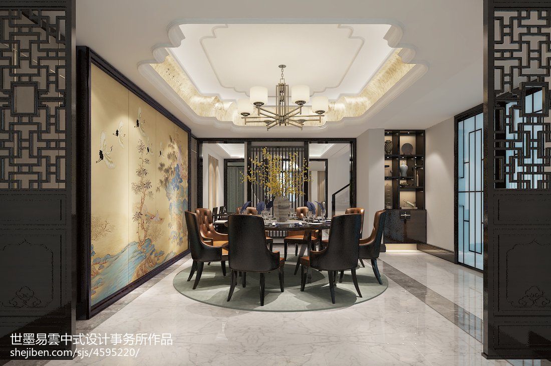 質樸616平中式別墅餐廳裝飾美圖