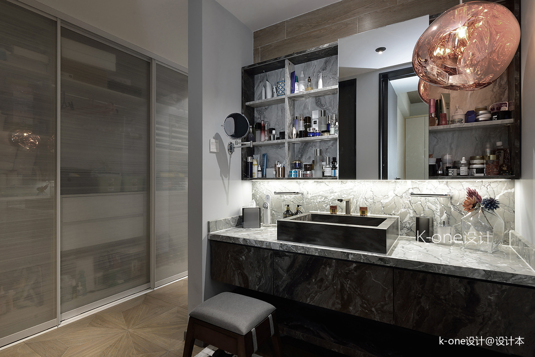 碰撞藍色混搭風衛浴洗手臺設計圖