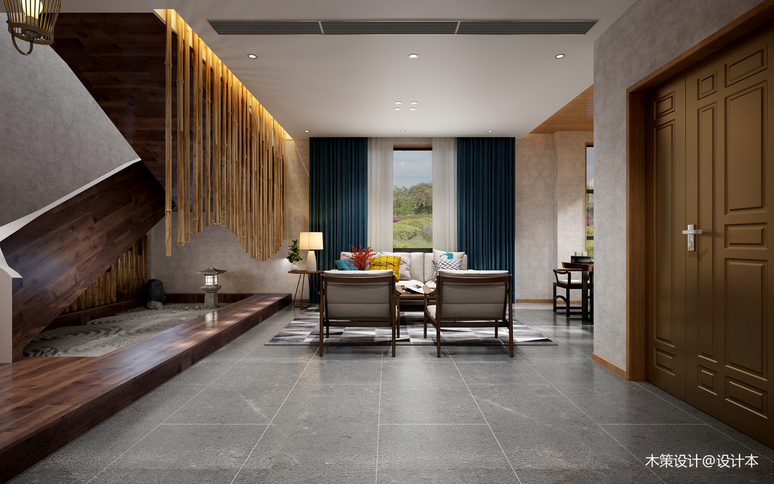 精選面積129平復式客廳中式欣賞圖片