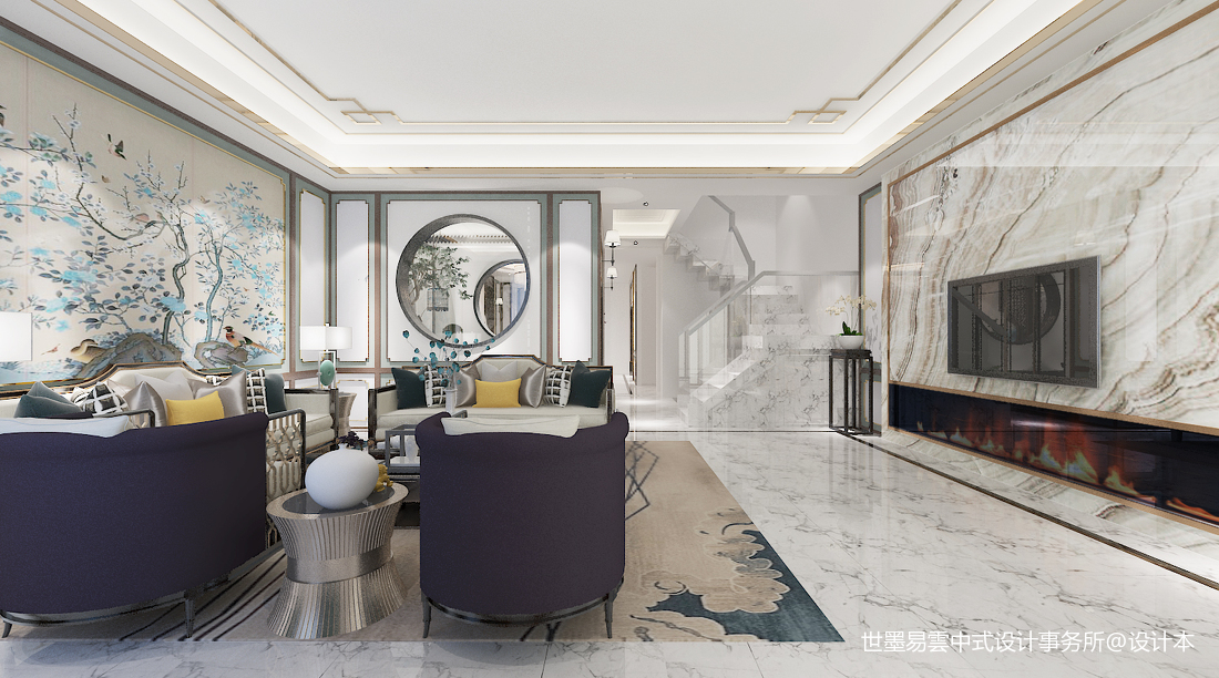 質樸840平中式別墅客廳裝修裝飾圖