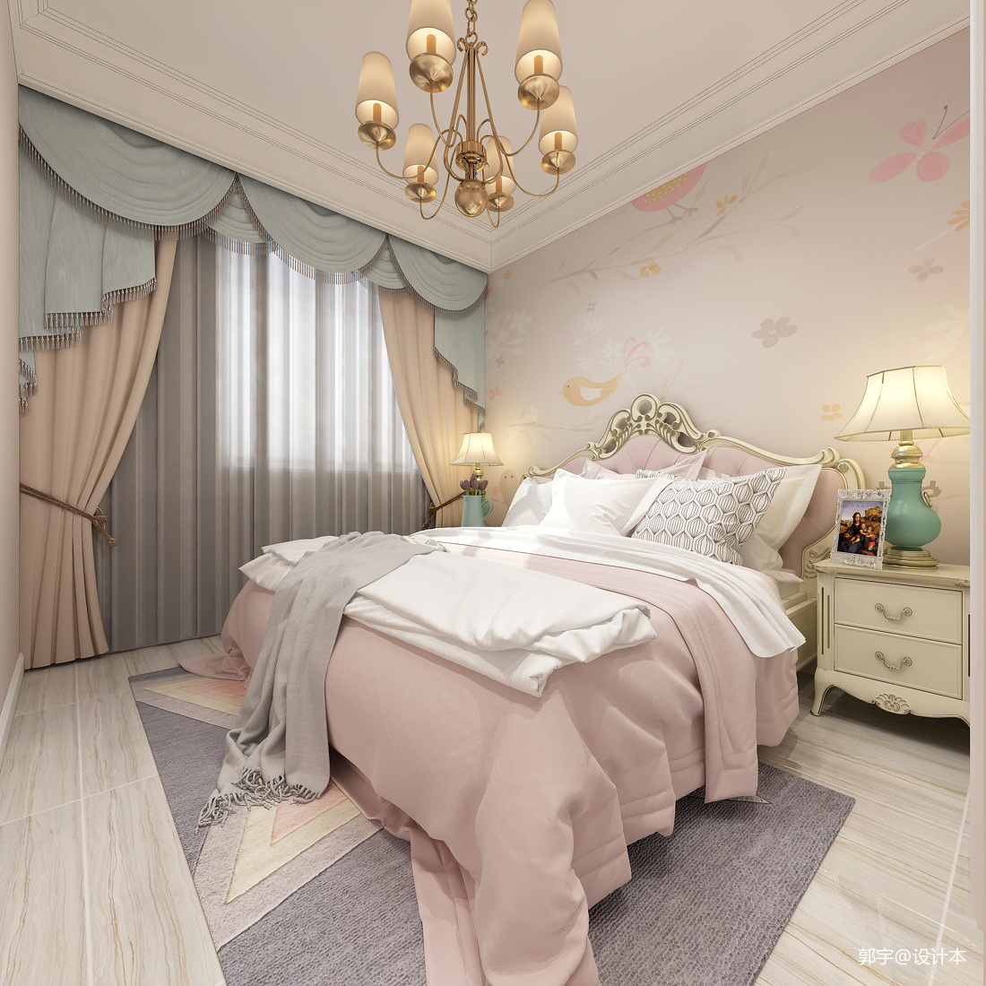 簡歐臥室背景墻