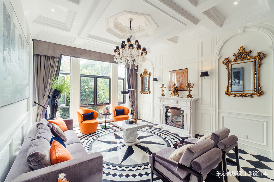 優雅892平法式別墅客廳裝修設計圖