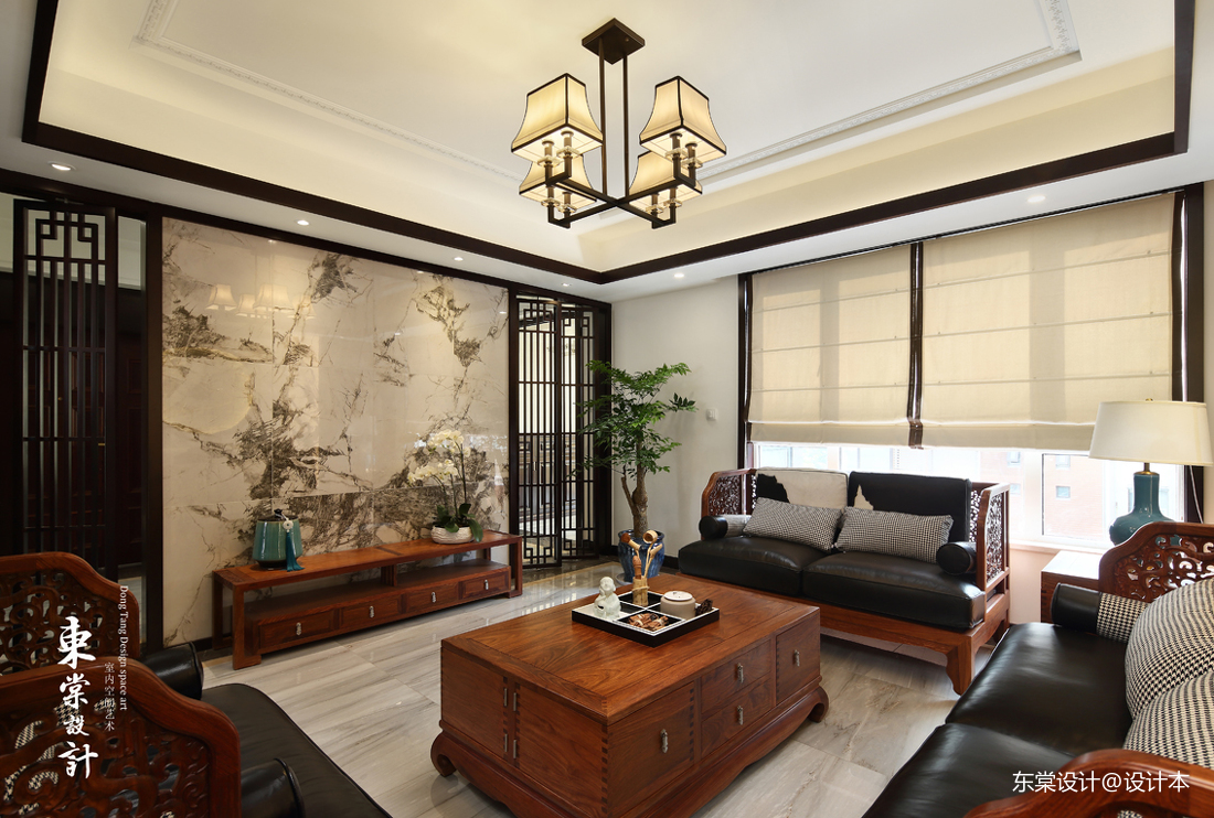 201945平中式復式客廳裝修案例