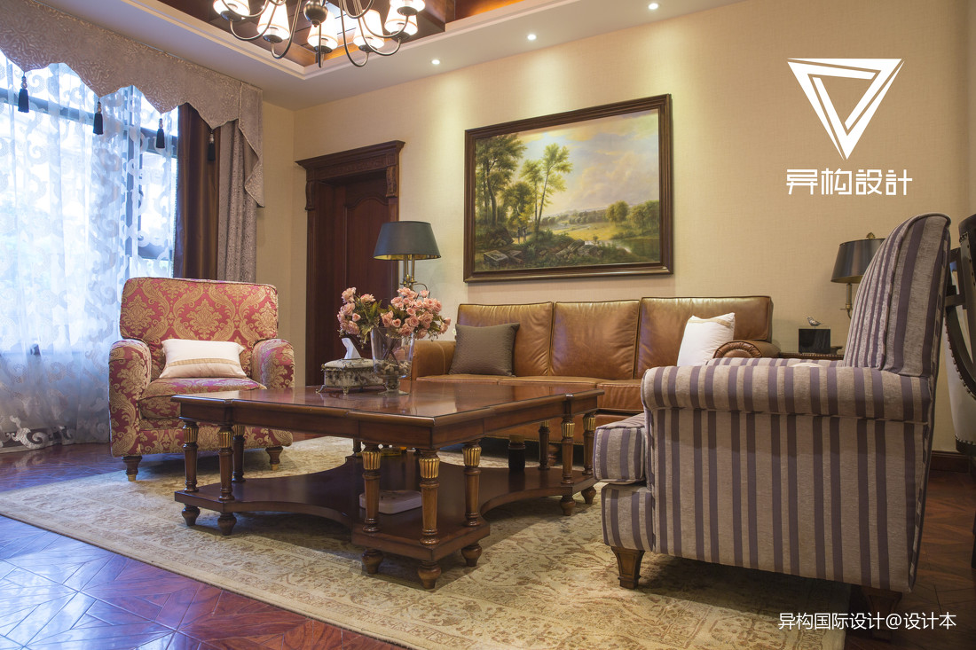 大氣547平法式別墅客廳布置圖