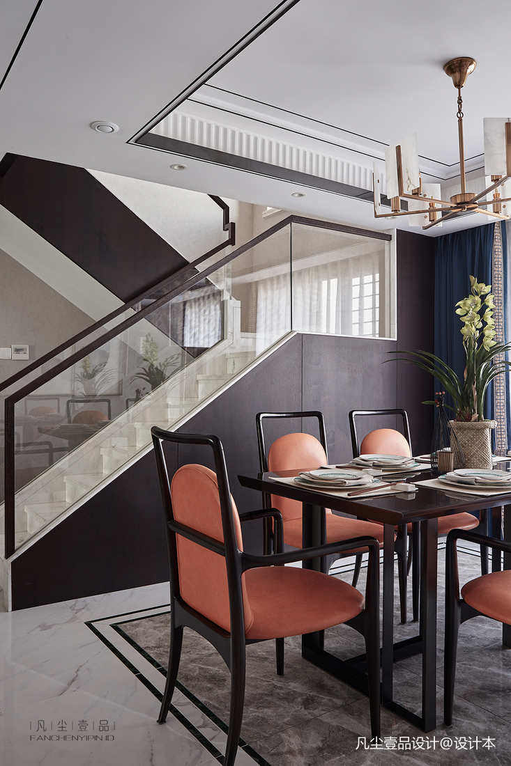 悠雅74平中式復式餐廳裝修效果圖