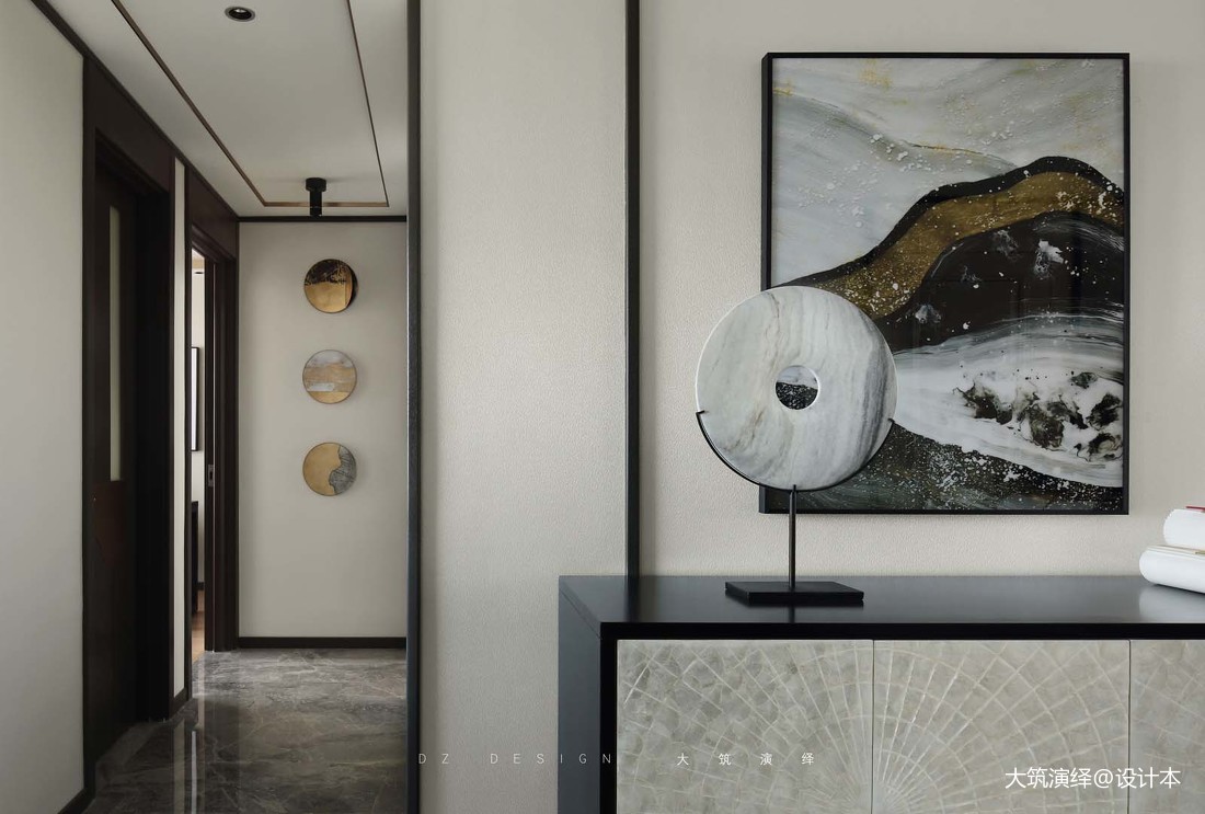 悠雅78平中式三居玄關實景圖片