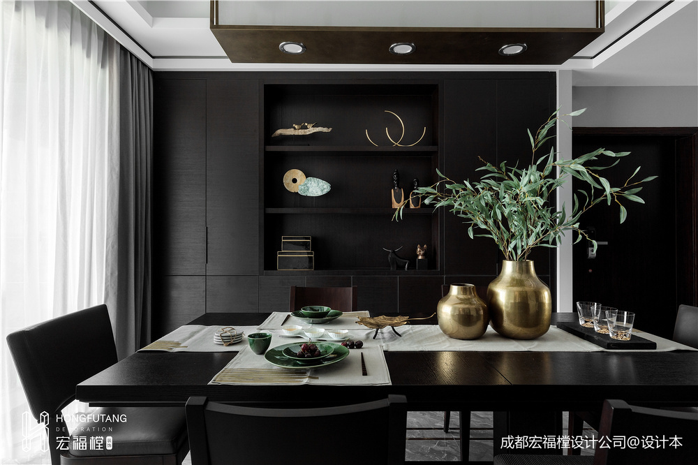 悠雅88平中式三居餐廳裝修案例