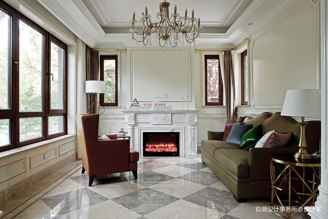 法式別墅客廳壁爐設計圖