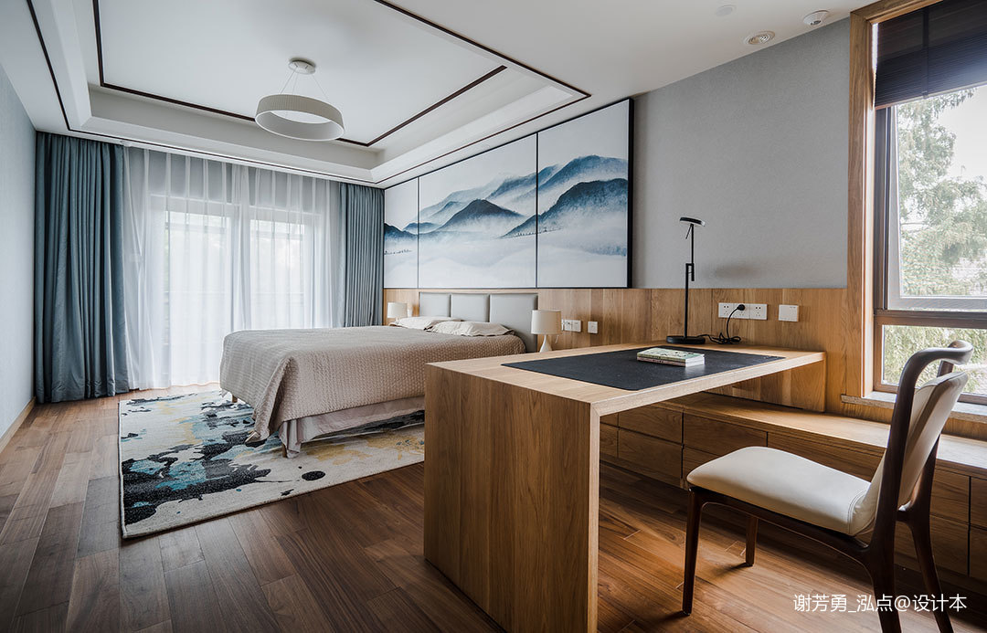 典雅674平中式別墅臥室裝修圖片