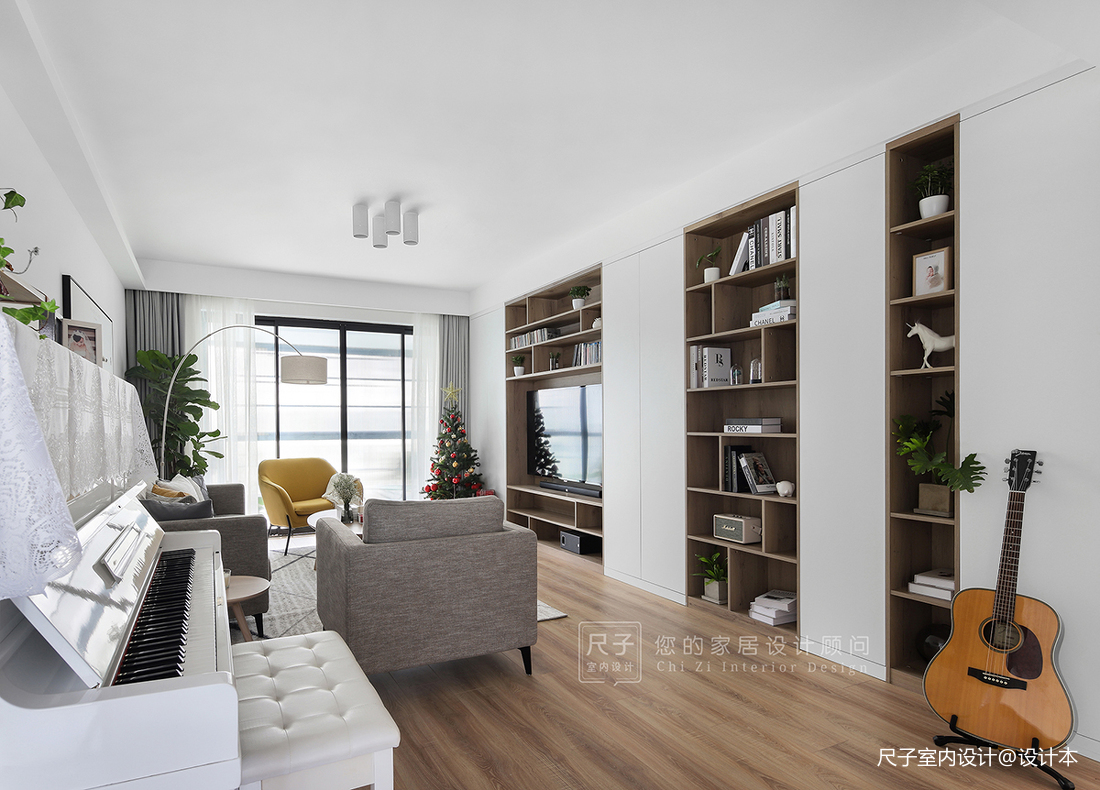 “圣誕味”的家現代客廳儲物柜圖片