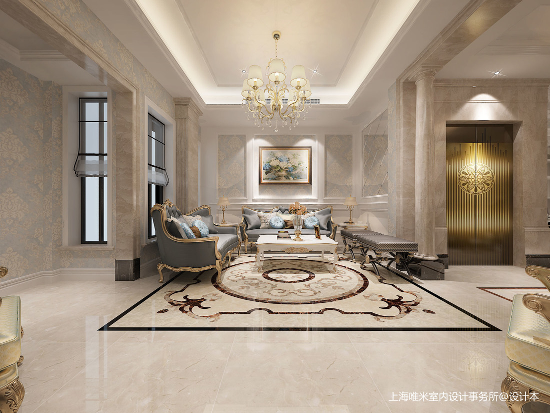 質樸583平歐式別墅客廳裝修美圖