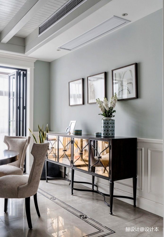 美式別墅餐廳儲物柜設計