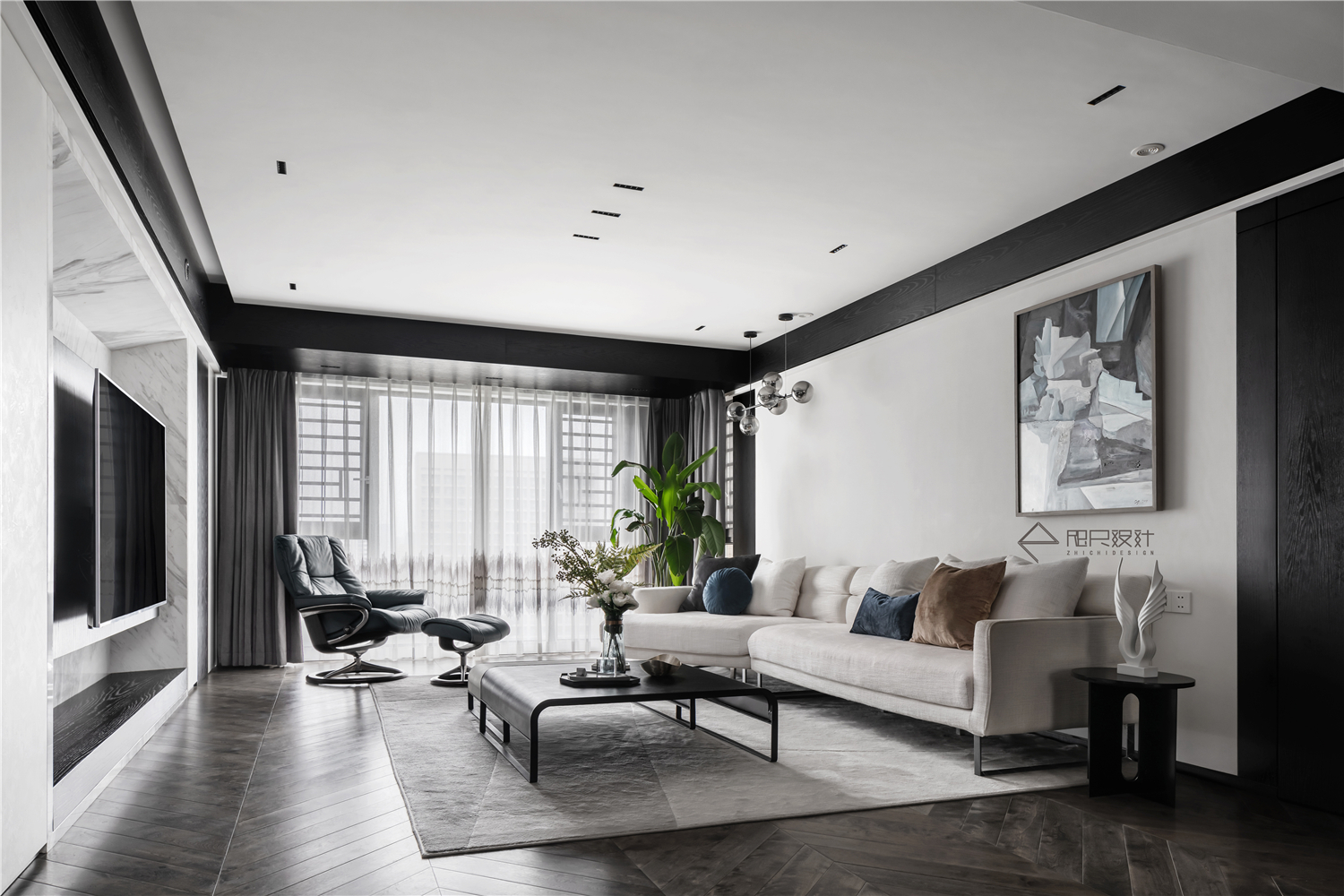 客廳隱形門，餐廳異形頂，極簡家不簡單!106427