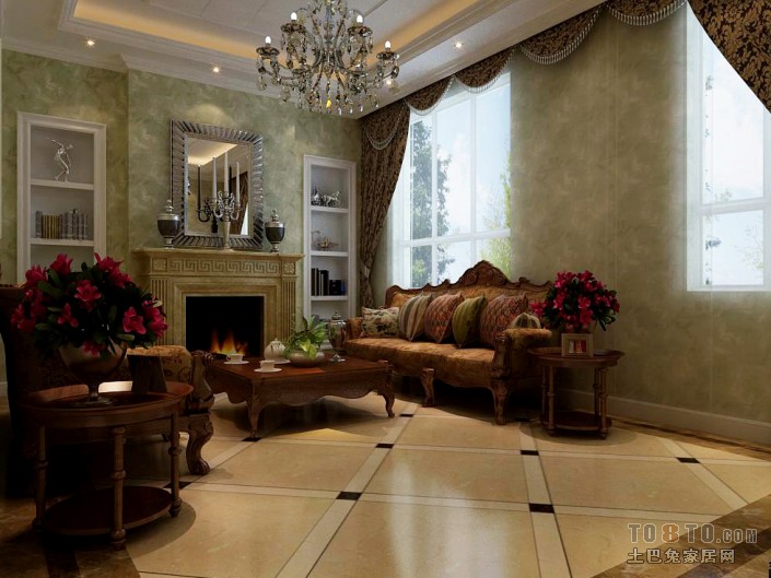 質樸58平混搭復式客廳裝飾圖片